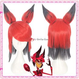 Catsuit Costumes ANOGOL Anime Hazbin Hotel Alastor with Ear Cosplay Costume Heat Resistant Synthetic Hair Men Women Party Wigs + Wig Cap