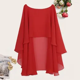 Scarves Short Front Long Back Shawl Thin Pullover Fashionable Women's Chiffon Elegant Irregular Hem Dress Gown With