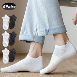 Men's Socks 6Pairs Solid Cotton Short Summer Thin Mesh Lift Ear Low Cut Invisible Sports Anti-odor Ankle Sox Casual Sokken