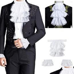 Bow Ties Adts Mens Victorian Lace Jabot And Cuffs For Kids Detachable Collar Stage Party Colonial Pirate Steampunk Costume Accessory D Dhs6L