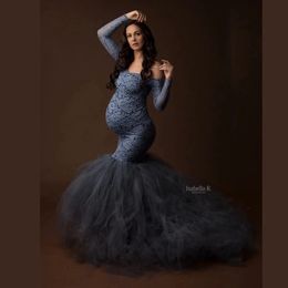 Maternity Dresses Sexy Lace Shoulderless Pregnancy Dress Pography Props Maxi Gown splice Mesh For Po Shoot Clothes 231026