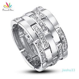 luxury- Peacock Star Wedding Band Anniversary Sterling Solid 925 Silver Ring Jewelry Cfr8005 Y190510022690
