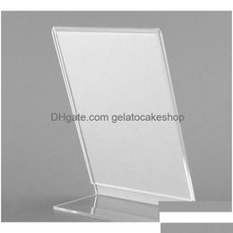 Other Kitchen Dining Bar Kitchen 100Pcs Office Acrylic A6 Display Leaflet Stands Counter Plastic For Mes Board Menu Holder Busine Dhsvt