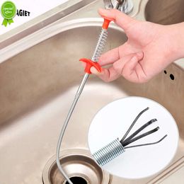 60cm Spring Pipe Dredging Tools Drain Cleaner Sticks Bendable Kitchen Sink Claw Pick Up Cleaning Pipeline Dredge Clog Remover