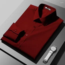 Men's Casual Shirts Red Shirt Long Sleeve Slim Fit Business Suit Man Large Ropa Clothing For Men