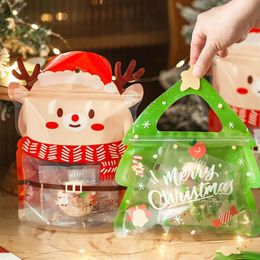 Gift Wrap LBSISI Life 25pcs Christmas Gift Bag For Candy Chocolate Cookie Nougat Biscuit Packing Gift Tree Santa Zipper Bags 231027