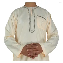 Ethnic Clothing Robe PANTS Round Collar Arab Islamic Men Factory Muslim Pakistan Fanshion Embroidered Two-PieceS LONG Sleeve THOBE