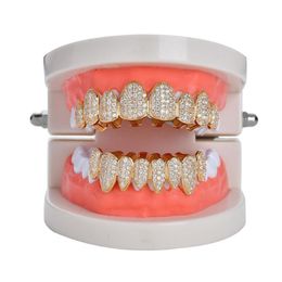 New Hip hop teeth tooth grillz copper zircon crystal teeth grillz Dental Grills Halloween Jewellery gift whole for rap rapper me257T