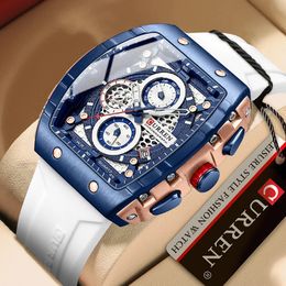 Wristwatches CURREN Top Brand Mens Watches Luxury Square Quartz Wristwatch Waterproof Luminous Chronograph Watch for Men Date Clock 231027