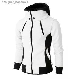 Men's Hoodies Sweatshirts Zipper Men Jackets Autumn Winter Casual Fleece Coats Bomber Jacket Scarf Collar Fashion Hooded Male Outwear Slim Fit Hoody 2023 L231027