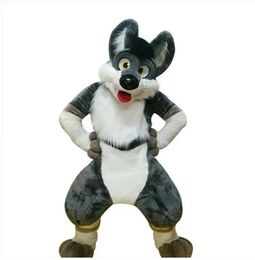 Halloween Husky Dog Fox Medium Long Fur Mascot Costume Cartoon Anime theme character Adult Size Christmas Carnival Birthday Party Fancy Outfit