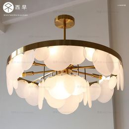 Pendant Lamps Modern Minimalist Handmade Art Glass Chandelier Light Luxury White Designer Model Room Living Bedroom Lamp