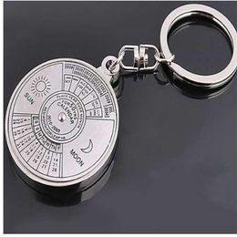 50 Years Perpetual Calendar Keyring Keychain Silver Alloy Key Chain Ring Keyfob 6RMA258b