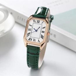 Womens Watches Retro Classic Casual Quartz Dial Leather Strap Band Rectangle Clock Fashionable Wrist for Women 231027