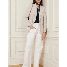 Women's Suits Linen Blazer Women 2023 Autumn Casual Jacket Solid Colour Premium Feel Versatile One Button Thin Section Suit