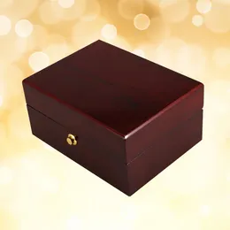 Watch Boxes Case Holder Organiser Premium Wood Storage Box Jewellery Bracelet Gift Single Grid( Red) Wooden