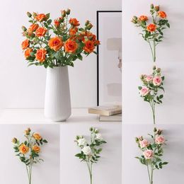 Decorative Flowers Cross-Border Beautiful Simulation Flower Single Branch Colorful Little Rose Wedding Pography Props Home Decoration