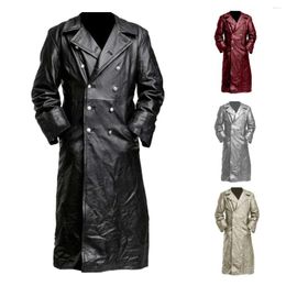 Men's Trench Coats 2023 Autumn Korean Style Unique Retro Gold PU Leather Men Casual Loose Silver Windbreaker For M-5XL