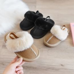 Тапочки детские хлопковые тапочки модные однотонные плюшевые домашние домашние нескользящие удобные туфли для девочек теплая обувь для мальчиков 231027