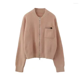 Women's Jackets 2023 Autumn Apricot Cashmere Knitted Top Retro Casual Fashion Loose Sweater Coat
