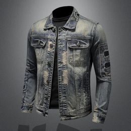 Men s Jackets 2023 Spring and Autumn Fashion Trend Ripped Vintage Jeans Jacket Casual Loose Comfortable High Quality Plus Size Coat 231027