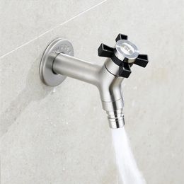 Bathroom Sink Faucets Stainless Steel Brushed Outdoor Garden Washing Machine Tap Faucet G1/2 Threaded Cold Water Taps