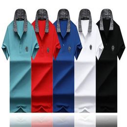 2021 Designers T shirt Summer Europe Paris Polos American Stars Fashion Mens tshirts Star Satin 100% Cotton Polo Casual t-shirt Wo162V