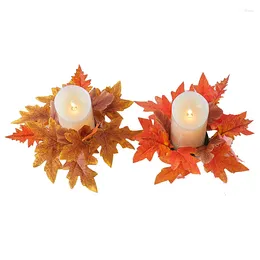 Decorative Flowers Artificial Candlestick Wreath Halloween Thanksgiving Wedding Party Table Centrepiece Decoration Candle Garland