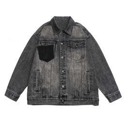 Patchwork Denim Jacket Men S Oversized Baggy Streetwear Vintage Washed Haruku Japanese Coat Autumn Fashion Outerwear M XL