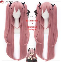Catsuit Costumes Anime Seraph of the End Cosplay Krul Tepes 90cm 120cm Pink Long with 2 Ponytail Heat Resistant Synthetic Hair Wigs + Wig Cap