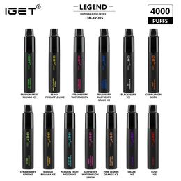 Authentic IGET LEGEND Disposable Pod Device Kit E-cigarettes 4000 Puffs 12ml Prefilled Cartridge Battery Vape Stick Pen vs bar xxl max puls