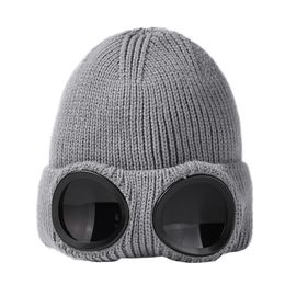 New Designer two Lens Glasses Goggles Beanies Men Knitted Hats Skull Caps Outdoor Women Uniesex Winter Beanie Bonnet 7 colour Y-3