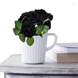 Decorative Flowers Halloween Fake Black Roses 25/50pcs Flexible Stem Artificial For Home