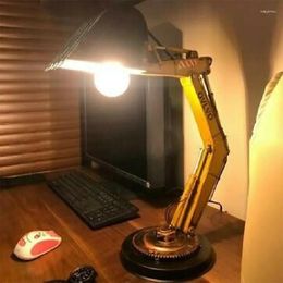 Table Lamps Creative Digger Desk Lamp Excavator Night Light For Children Reading Home Decorative LED 2023