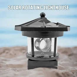 Lighthouse Solar LED Light Garden Fence Outdoor Beacon Rotating Beam Lamp