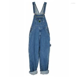 Men's Jeans Men's Men Overalls Bib Straight Huge Loose Workwear Denim Jumpsuits Wide Leg Cargo Pants Hip Hop Blue Trousers Large Size