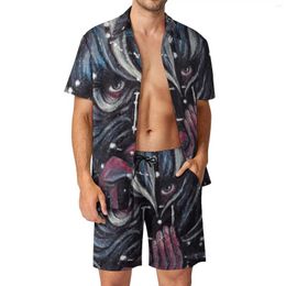Men's Tracksuits Disco Elysium Game Men Sets Attribute Skill Intellect Videogame Hawaiian Casual Shirt Set Short Sleeve Shorts Beach Suit