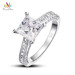 Peacock Star 925 Sterling Silver Wedding Anniversary Engagement Ring 1 5 Ct Princess Cut Jewellery CFR8009 Y0723308U