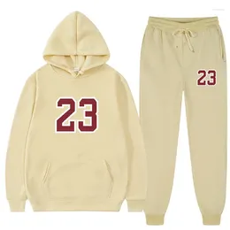 Men's Tracksuits Two-piece Men And Women Polar-lined Casual Sweatshirt Plus Size Long-sleeved Hoodie Sweatpants Winter Suit