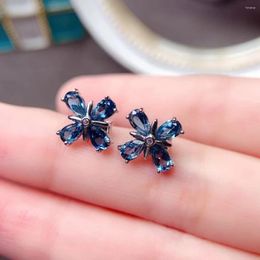 Stud Earrings CoLifeLove Classic Earring For Office Woman 3mm 5mm Natural London Blue Topaz Gift Wife