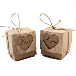 Gift Wrap 25pcs Love Heart Candy Box Vintage Kraft Wedding Favours And Gifts For Christmas Decorations Decoration