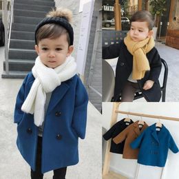 Jackets Autumn Winter Baby Boys Jacket Solid Color Classic Fashion Keep Warm Windbreaker Coat Long Sleeve Woolen Outerwear Kids Clothes 231026