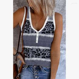 Skirts Summer Thin Pullover Top For Women Personalised Leopard Print Tie Dyed Thread Button Tank