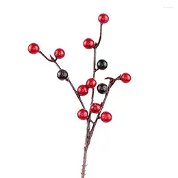 Decorative Flowers Zinnia Artificial Simulation Red Fruit Branch Home Decoration Rich Light Garland