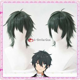 Catsuit Costumes Ensemble Stars Short Dark Green Synthetic Hair Heat Resistant Kagehira Mika Cosplay + Free Wig Cap