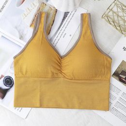 Bustiers & Corsets Women Seamless Sports Crop Top Sexy U-Shape Bra Female Tube Tops Tank Sleeveless Thread Camis Lingerie UnderwearBustiers