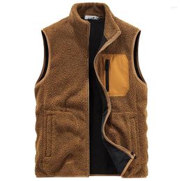 Men's Vests Winter Thermal Fleece Vest Men Fashion Multi-pocket Male Warm Waistcoat Casual Heated For Cycling Plus Size