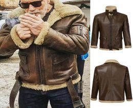 Mens Retro Fur Jacket Stand Collar Zipper PU Leather Warm Coat Winter Fashion Style Asian Size8068631