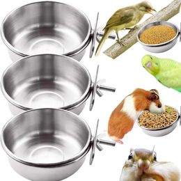 Other Bird Supplies Feeder Box Parrot Cups Bowls Container Stainless Steel Pet Cage Bowl Food Water Feeding Accessories