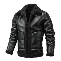 Men s Fur Faux 2023 Winter Leather Jacket Oversized Luxury Wool Plus Thick Warm Youth Fashion Lovers PU Coats 4XL 231027